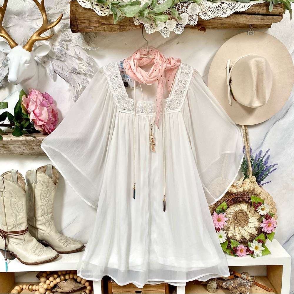 Prairie crochet detailing boho dress w shabby chic country vibe